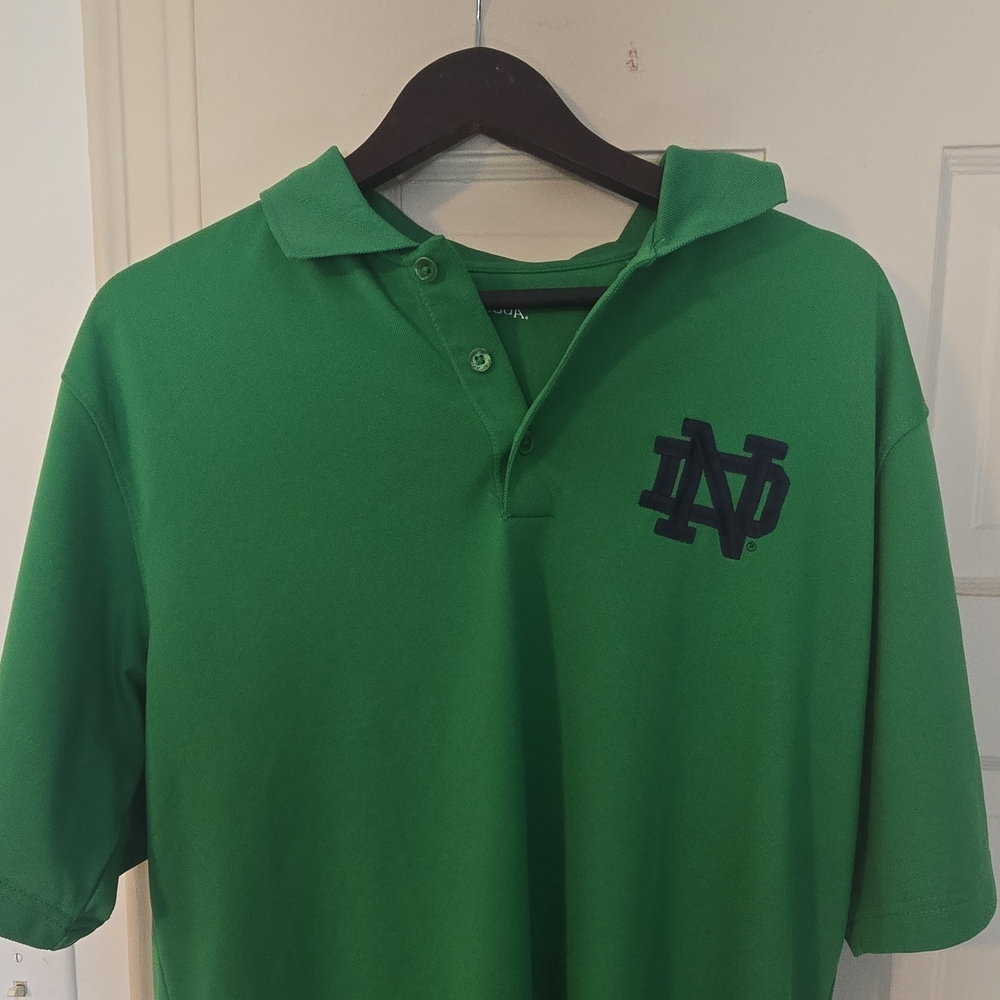 Antigua Green Polo Shirt with Navy Embroidered ND Logo